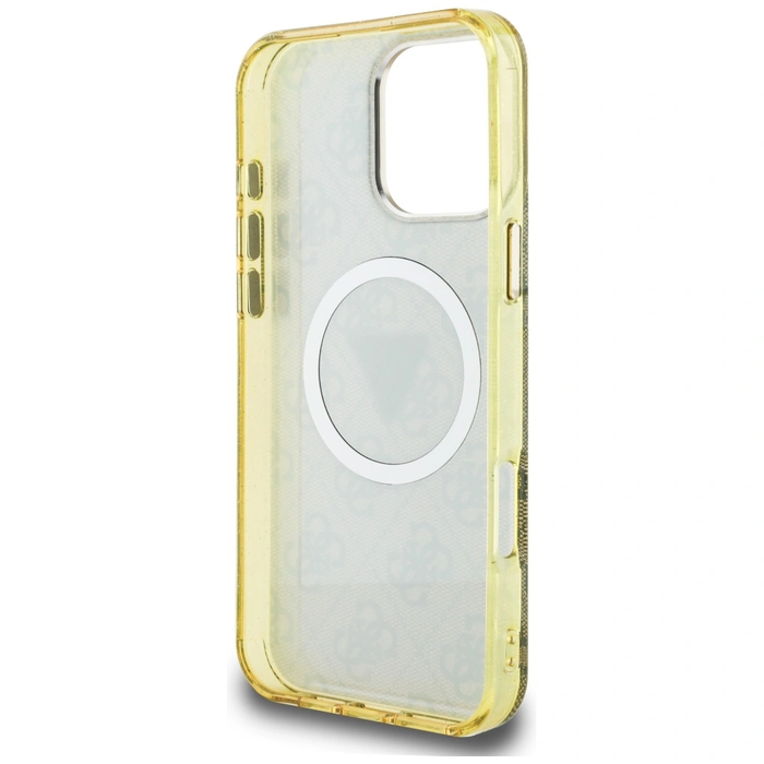 Guess IML Metal Glitter 4G Circle Triangle MagSafe Apple iPhone 16 Pro Max brown