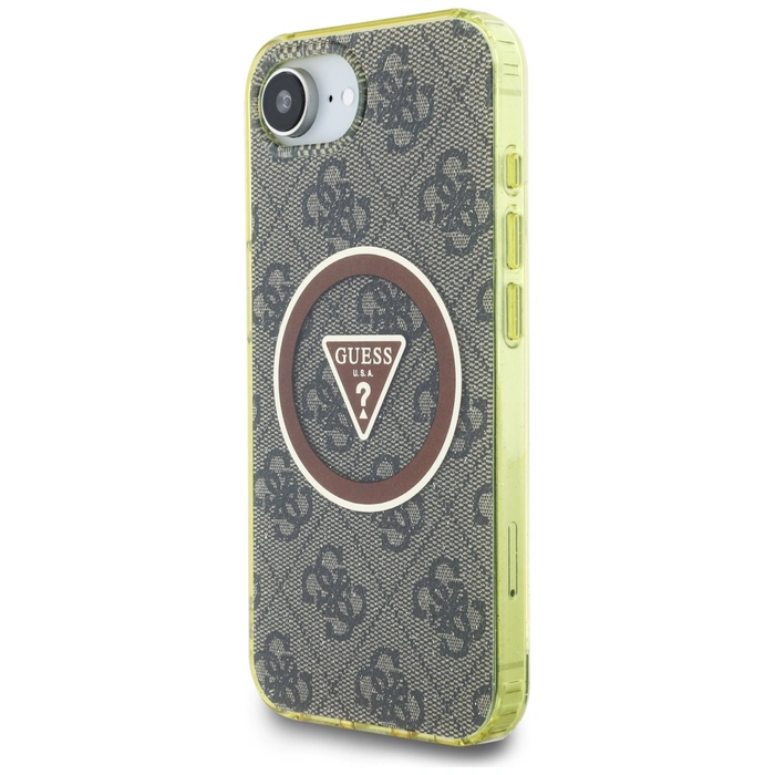 Guess IML Metal Glitter 4G Circle Triangle MagSafe Apple iPhone 17e / 16e brown