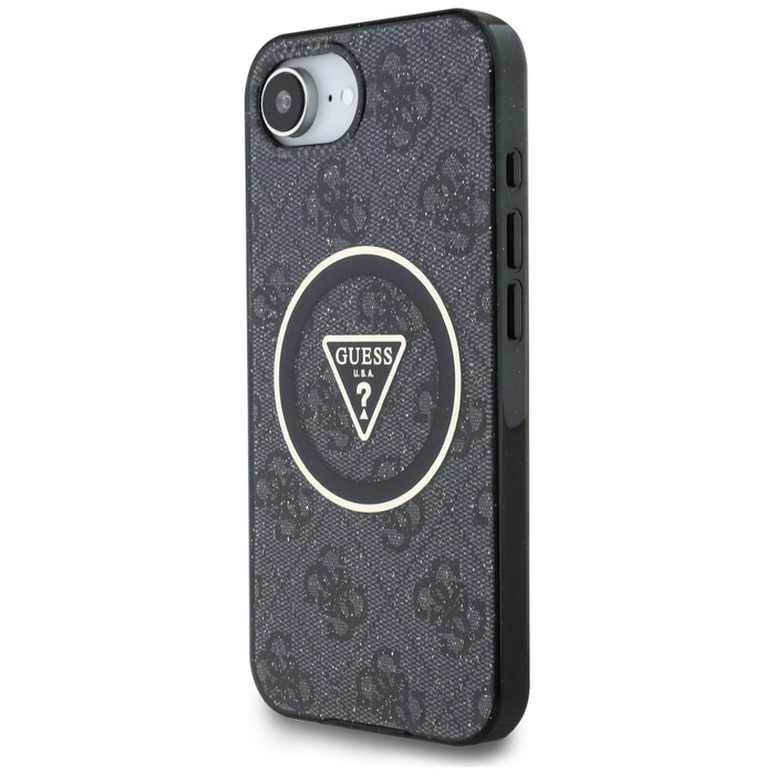 Guess IML Metal Glitter 4G Circle Triangle MagSafe Apple iPhone 17e / 16e black