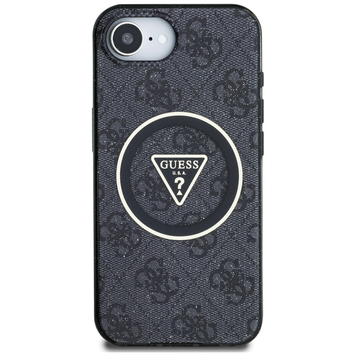 Guess IML Metal Glitter 4G Circle Triangle MagSafe Apple iPhone 17e / 16e black