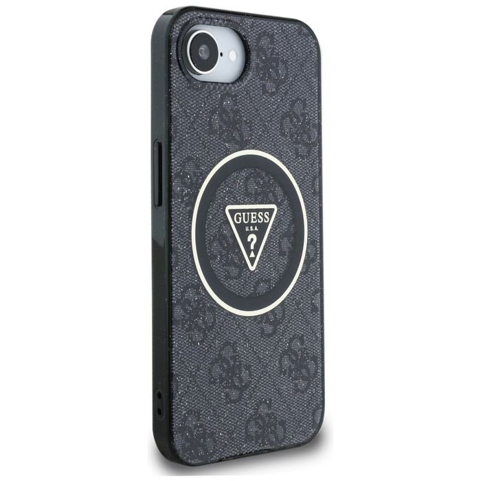 Guess IML Metal Glitter 4G Circle Triangle MagSafe Apple iPhone 17e / 16e black