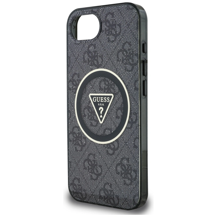 Guess IML Metal Glitter 4G Circle Triangle MagSafe Apple iPhone 17e / 16e black