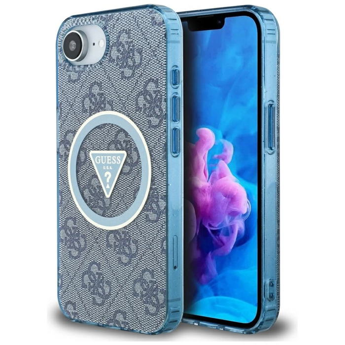Guess IML Metal Glitter 4G Circle Triangle MagSafe Apple iPhone 17e / 16e blue