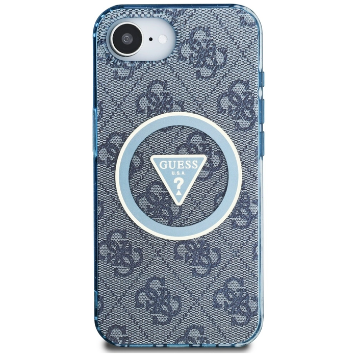 Guess IML Metal Glitter 4G Circle Triangle MagSafe Apple iPhone 17e / 16e blue