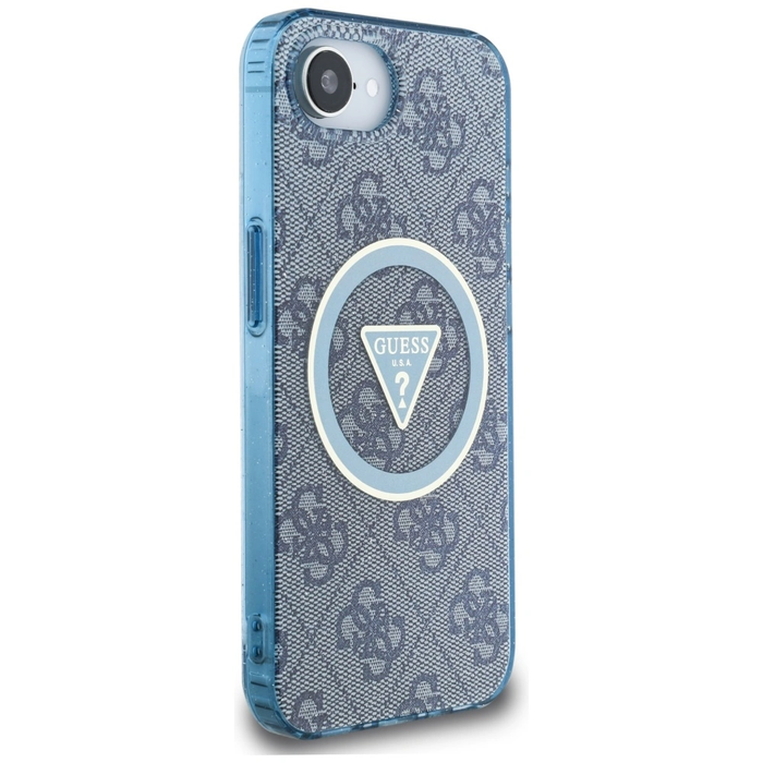 Guess IML Metal Glitter 4G Circle Triangle MagSafe Apple iPhone 17e / 16e blue