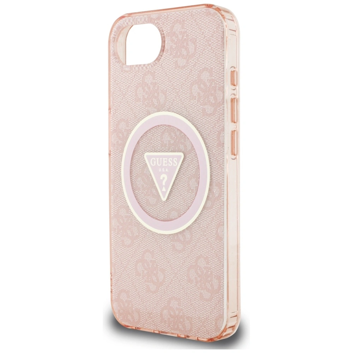 Guess IML Metal Glitter 4G Circle Triangle MagSafe Apple iPhone 17e / 16e pink