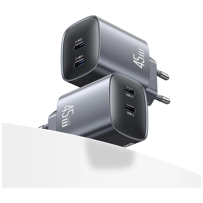 USAMS CC305 T66 45W GaN 2xUSB-C Wall Charger tarnish