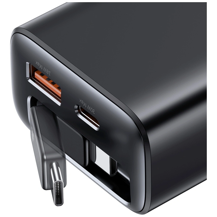 USAMS Xiang Series CC296 30W USB-A, USB-C Wall Charger + USB-C Cable white