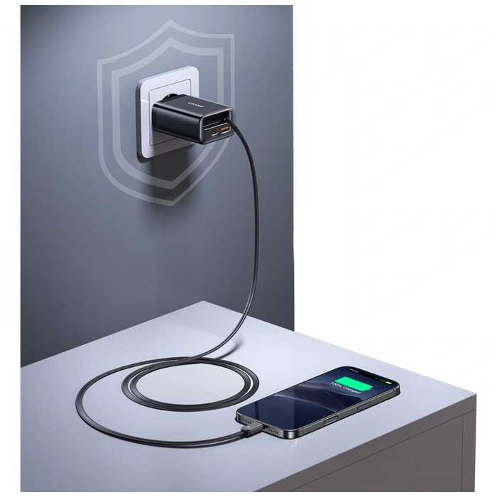 USAMS Xiang Series CC296 30W USB-A, USB-C Wall Charger + USB-C Cable white
