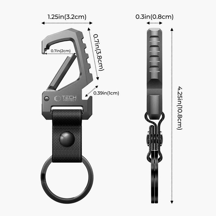 Tech-Protect Slidelock Carabiner Keychain Gunmetal