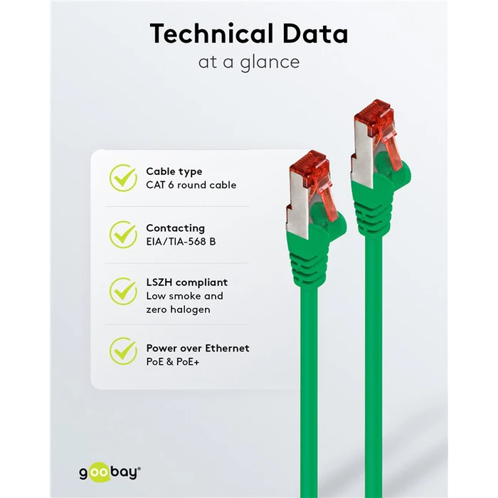 Goobay S/FTP Cat 6 Network Cable 1m Green (Model 68289)