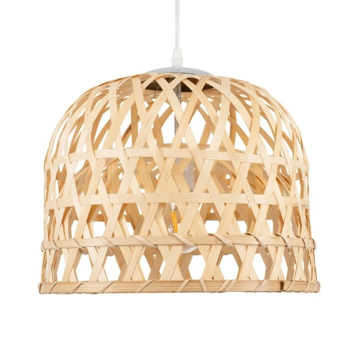 Bamboo Light - Κρεμαστό Μονόφωτο E27 Boho Μπαμπού Φυσικό Πλέγμα (M35 x Π35 x Υ22 cm) - VenCore