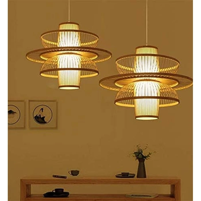 Zen Lotus - Hanging Multi-light Pendant E27 Modern Bamboo Natural Weave (45 x 45 x 42.5 cm) - VenCore