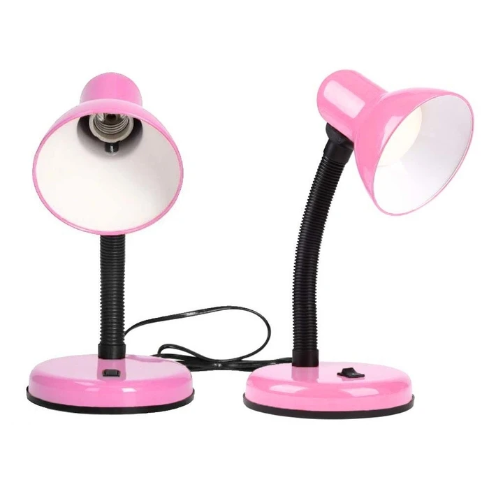 Flexi Desk Pink - Table Desk Lamp Single-Light E27 Pink Metal Bell Shade (Ø12 x W12 x H32 cm) - VenCore