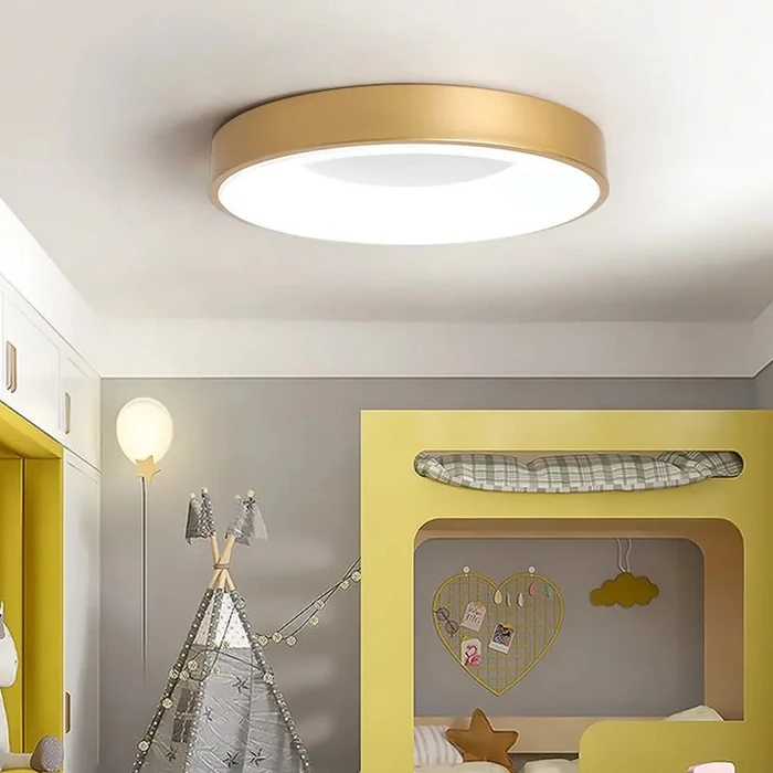Gold Aura - Πλαφονιέρα Μονόφωτο LED 75W Χρυσό Minimal (45x45x8.5cm) VenCore