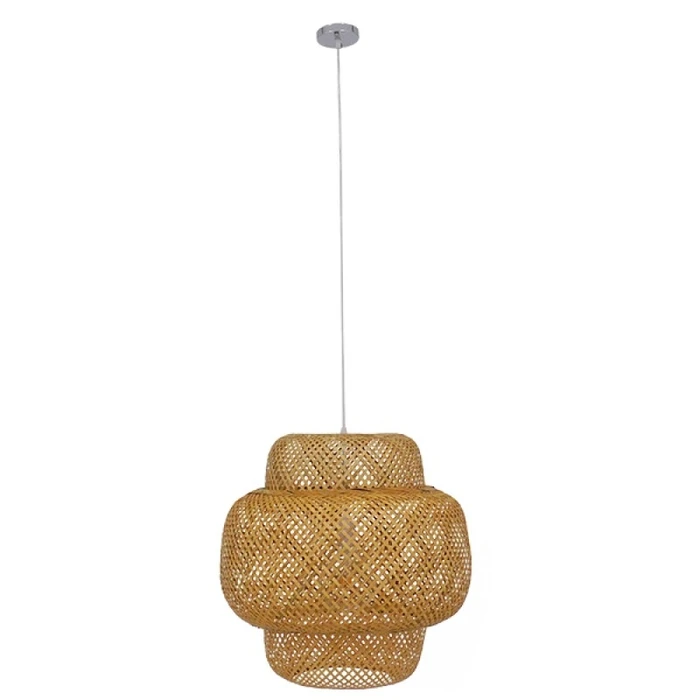 Bamboo Cloud - Κρεμαστό Μονόφωτο E27 Boho Μπαμπού Φυσικό Πλέγμα (Μ56 x Π56 x Υ54 cm)