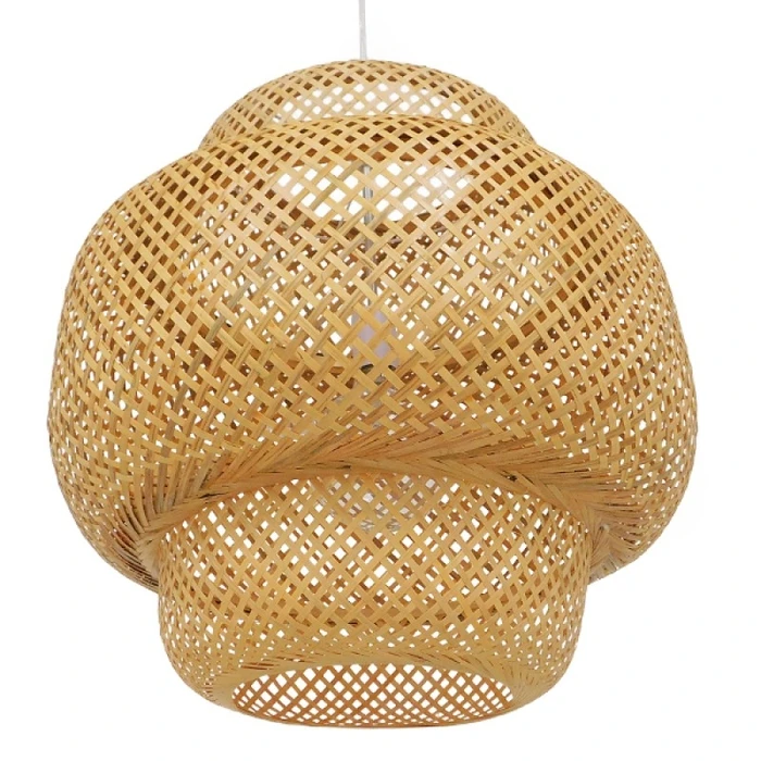 Bamboo Cloud - Κρεμαστό Μονόφωτο E27 Boho Μπαμπού Φυσικό Πλέγμα (Μ56 x Π56 x Υ54 cm)