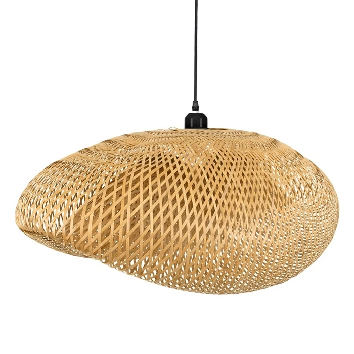 Sunny Shell - Κρεμαστό Μονόφωτο E27 Boho Μπαμπού Φυσικό Πλέγμα