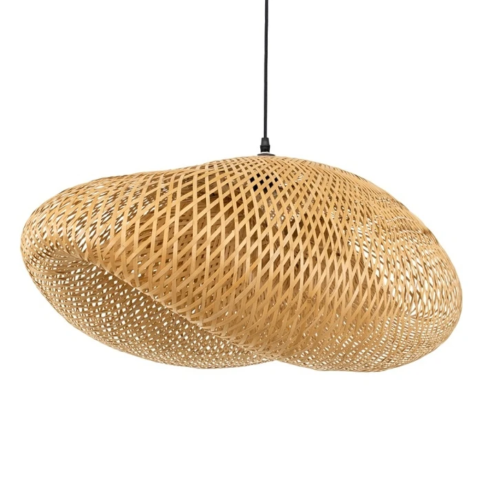 Sunny Shell - Κρεμαστό Μονόφωτο E27 Boho Μπαμπού Φυσικό Πλέγμα