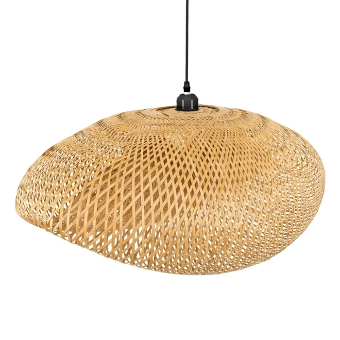 Sunny Shell - Κρεμαστό Μονόφωτο E27 Boho Μπαμπού Φυσικό Πλέγμα