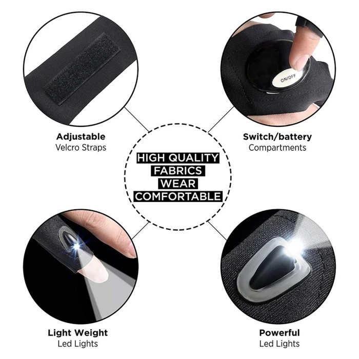 HandyLight Pro - Right Hand LED Work Glove Black Waterproof Cool White 6000K - VenCore