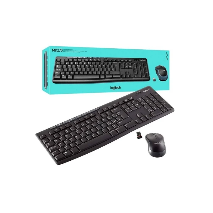 Logitech MK270 - Ασύρματο Σετ Πληκτρολόγιο και Ποντίκι USB (US) - Μαύρο