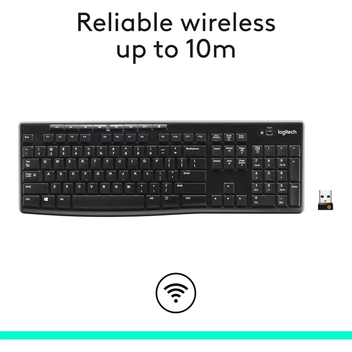 Logitech MK270 - Ασύρματο Σετ Πληκτρολόγιο και Ποντίκι USB (US) - Μαύρο