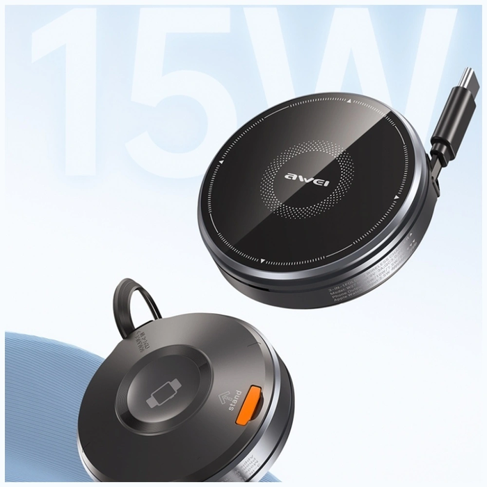 AWEI W27 15W 3-in-1 Induction Charger MagSafe for phone, watch with USB-C Fast Charging cable black