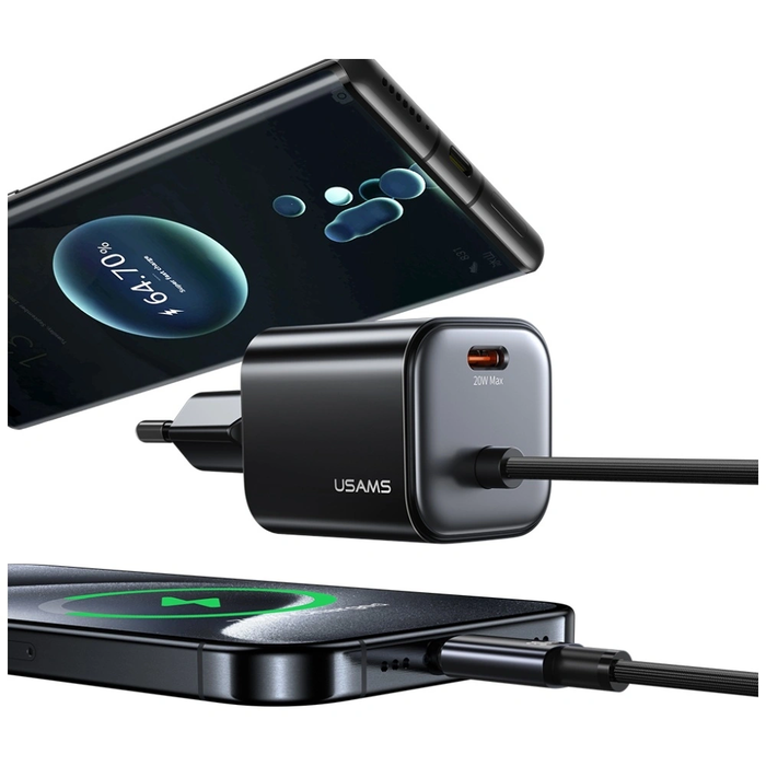 USAMS JC Series CC261 20W GaN Mini Fast Charger 2xUSB-C white