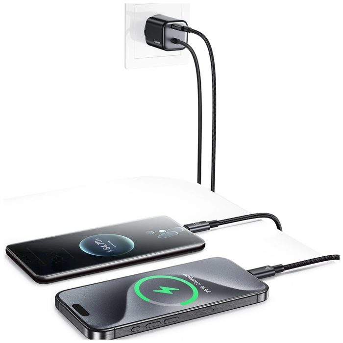 USAMS JC Series CC261 20W GaN Mini Fast Charger 2xUSB-C black