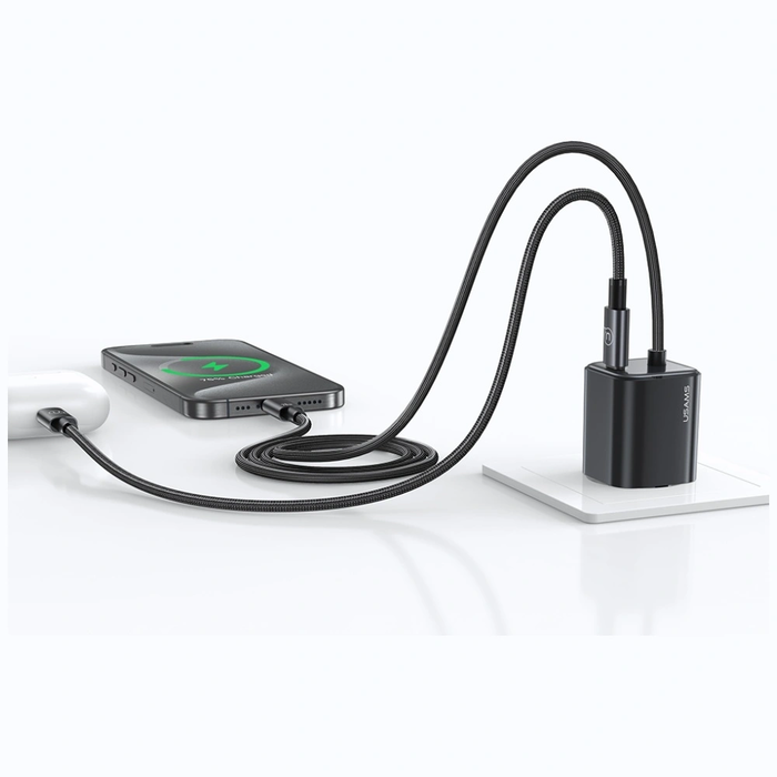USAMS JC Series CC261 20W GaN Mini Fast Charger 2xUSB-C black