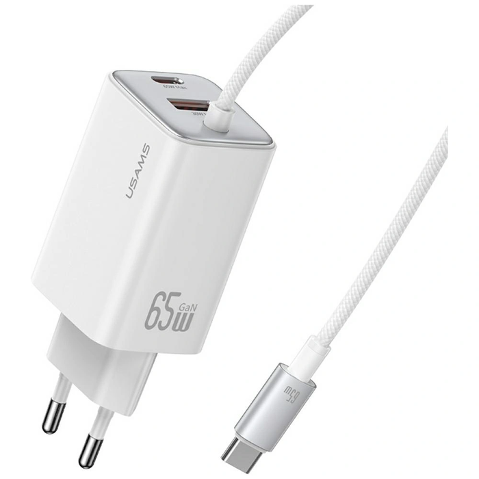 USAMS JC Series CC266 65W GaN Fast Charger USB-A, 2xUSB-C white