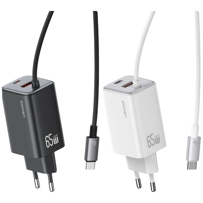 USAMS JC Series CC266 65W GaN Fast Charger USB-A, 2xUSB-C white