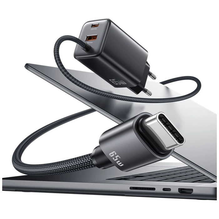 USAMS JC Series CC266 65W GaN Fast Charger USB-A, 2xUSB-C white