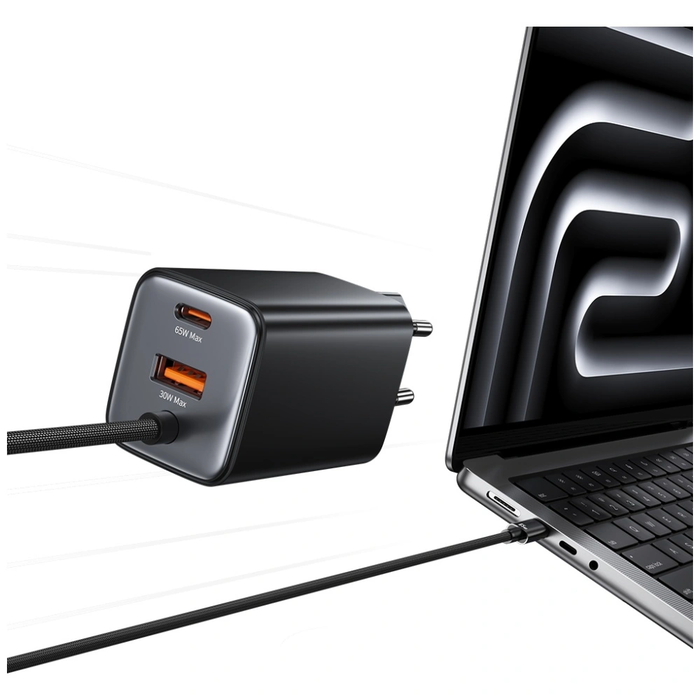 USAMS JC Series CC266 65W GaN Fast Charger USB-A, 2xUSB-C white