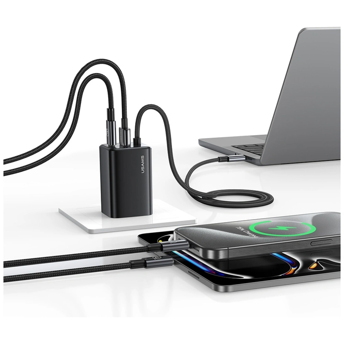 USAMS JC Series CC266 65W GaN Fast Charger USB-A, 2xUSB-C white