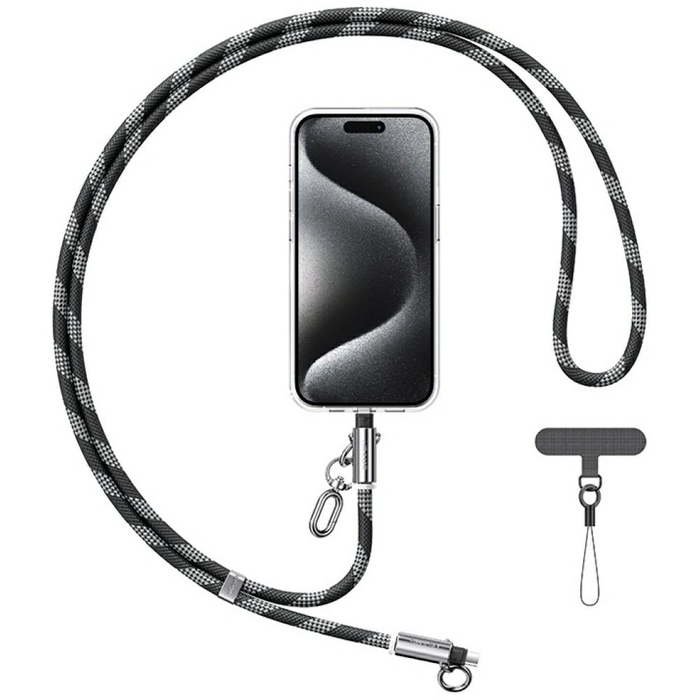 USAMS SJ745 Phone lanyard with USB-C / USB-C charging cable 60W 1.2m black