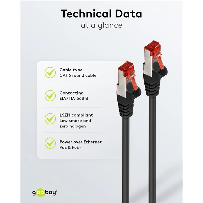 Goobay S/FTP Cat.6 (Gigabit) Καλώδιο Δικτύου Ethernet 30m Μαύρο 68699