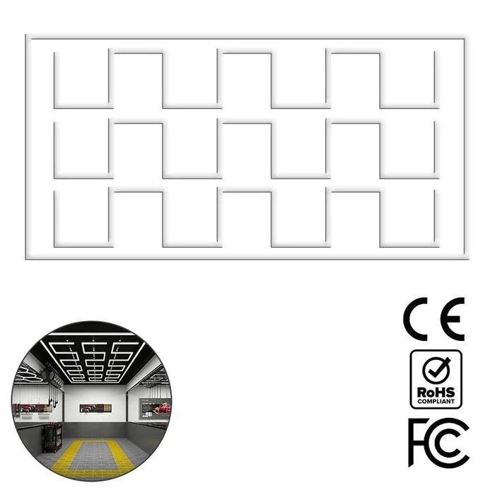 ZenithTrace - Decorative LED Ceiling Panel Polygonal Design with Internal Patterns 484.0 x 243.3 x 2 cm 552W 110-240V Cold White 6500K VenCore