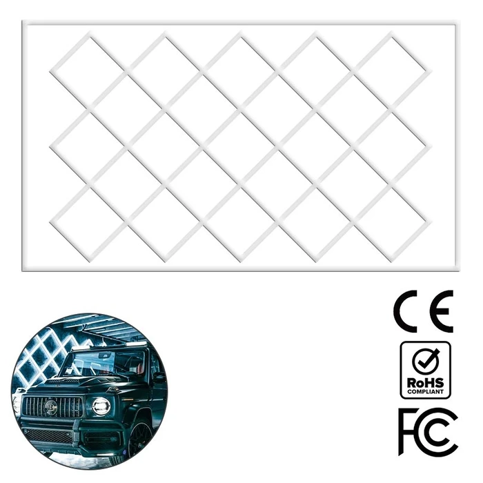 OptiMesh - Decorative LED Ceiling Panel, Polygonal Design with Internal Patterns, 680W Cool White 6500K (VenCore) - Model 110-210-014