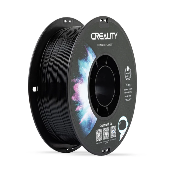 3D Printer Filament Creality CR-PETG Black Hard Glossy, Tensile Str. 49MPA, 1 kg Spool1.75