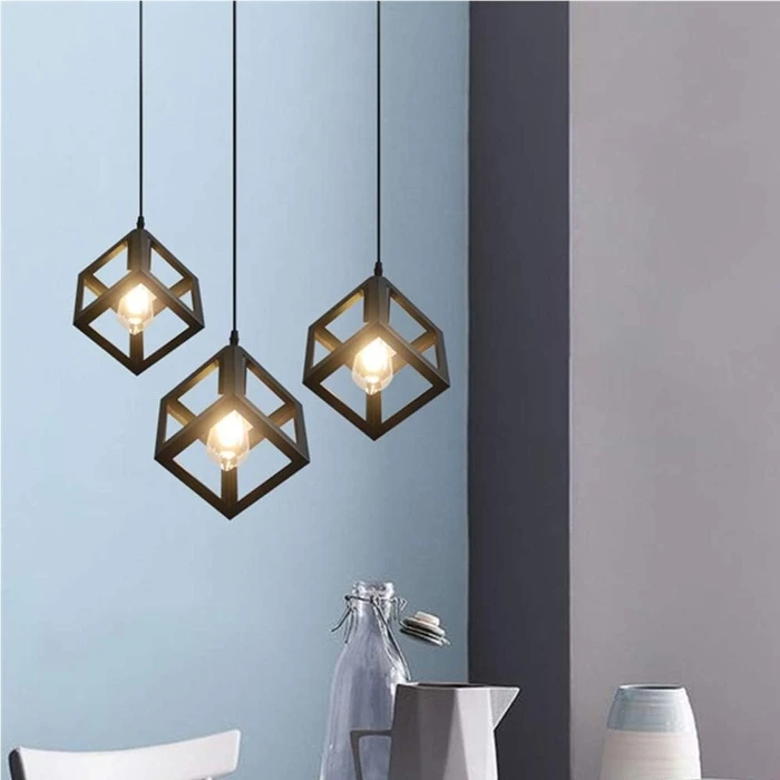 VenCore Cube 6089-10002 - Φωτιστικό Οροφής Κρεμαστό Μονόφωτο Μαύρο Μεταλλικό