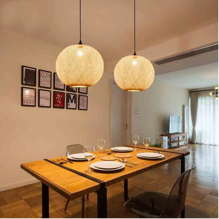 VenCore Araya 6089-10004 - Φωτιστικό Οροφής Μονόφωτο Κρεμαστό Μπεζ Μπαμπού