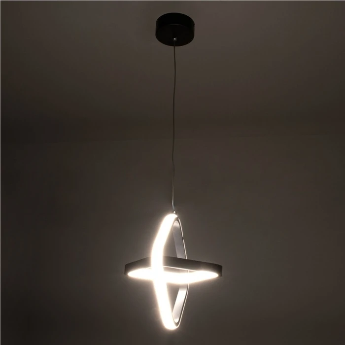 VenCore Duo Lume 6089-20005 - Μοντέρνο Κρεμαστό Φωτιστικό Οροφής Δίφωτο LED 22W Μαύρο Αλουμίνιο Γεωμετρικού Σχεδιασμού 24εκ με Ρυθμιζόμενο CCT Λευκό - Ημέρας - Θερμό - Χειρισμός CCT μέσω Διακόπτη On-Off