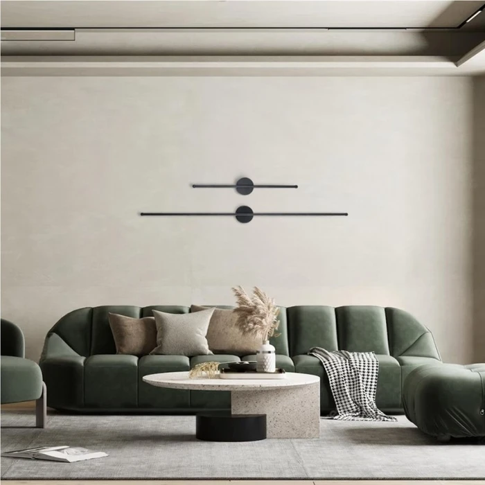 VenCore Linear Round 6093-20003 - Modern Wall 2-Light LED 18W 120cm Black Aluminum with Adjustable CCT (Warm-Daylight-Cool) via On-Off switch