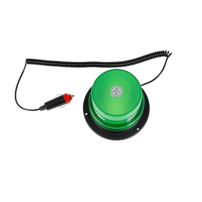 VenCore 6855-10004 - Waterproof Magnetic LED Beacon Single Color Green 12-24V with Car Cigarette Lighter Plug