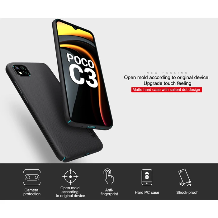 Θήκη Κινητού Nillkin Super Frost Shield Για Xiaomi Poco C3, Μαύρη