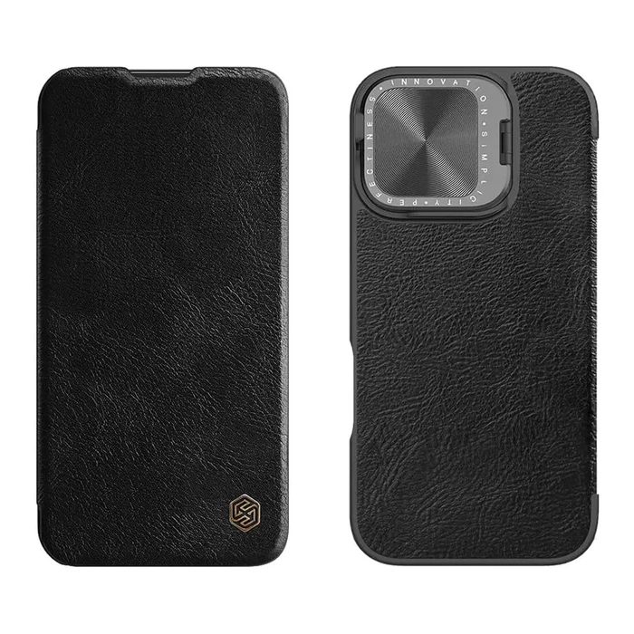 Θήκη Κινητού Nillkin Qin Prop Leather για iPhone 16 Pro, δερμάτινη, Μαύρη