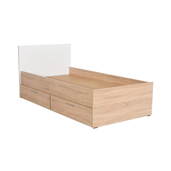 Semi-double Bed 195x100x85 cm with 2 Storage Drawers Sonoma - Diamond White (SKU: 691-0216-39, EAN: 8697001020216)