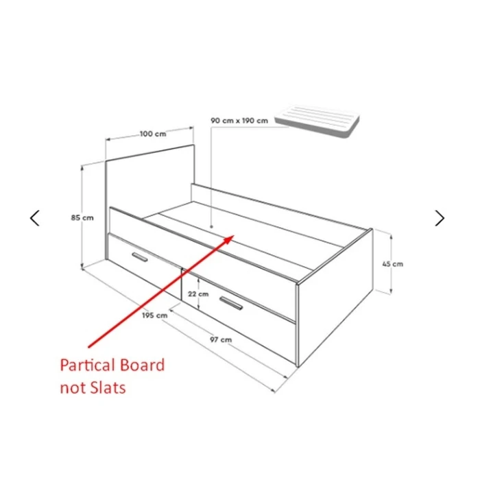 Semi-double Bed 195x100x85 cm with 2 Storage Drawers Sonoma - Diamond White (SKU: 691-0216-39, EAN: 8697001020216)